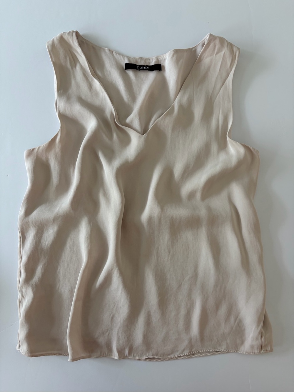 Quince Women's Ivory Beige Silk Tank Top Blouse Sleeveless Size Small Layering